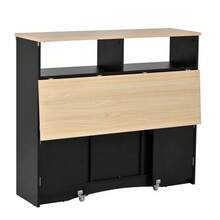 Ilha de cozinha sobre rodas, área de jantar extensível com cadeiras, aparador com amplo espaço de armazenamento, ideal para cozinha e sala de jantar como aparador (preto) - Preto - Ver 5