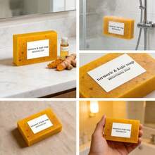 6/5/4/3/2/1 Pieces Of Lemon Turmeric And Tumeric Soap, Soap, 100g Net Per Bar, Body Soap Cleansing And Skin Care Products, Suitable Bath And Care, Contains Natural Ginger Extract, Deep Cleansing And Moisturizing Handmade Soap - màu vàng - Xem 8