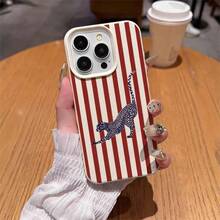 1pc TPU Material Striped Blue Leopard Pattern Phone Case Compatible With IPhone 17 Pro Max/17/16 Pro Max/15/13/12/11, S20 FE/A15/S24/A55, Note 11/Note 12/Note 13 Pro, Full Coverage Anti-Drop Soft Protective Phone Cover - White - View 4