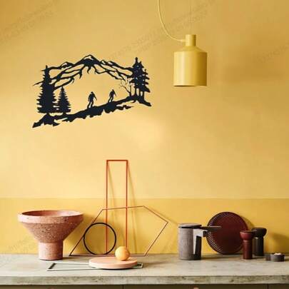 Acrylic Mountain Scenery Wall Decor, Gift For Hiking Enthusiasts, Black Acrylic Silhouette, Suitable For Indoor And Outdoor, Garden