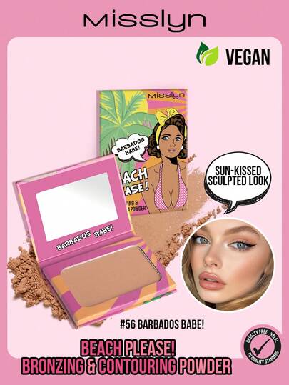 Misslyn ¡Playa por favor! POLVO BRONCEADOR Y CONTORNO, Bronceador, Bronceador mate, Textura suave y pigmentada, Con espejo, Polvo bronceador facial para contornear, Larga duración, Ligero, Suave, Difuminable, Maquillaje de belleza de marca, Cosmética de pintura facial, Para mujeres y niñas, Perfecto para el invierno, Ideal para Y2K, Moda elegante, Adecuado para cumpleaños, Mejor regalo, Regalos del Día de San Valentín, Listo para la fiesta, Mejor color, Vegano y libre de crueldad