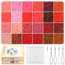 Sundymot 拼豆盒套装，绿色和红色系列 2.6mm 拼豆套装，像素艺术 DIY，3D 拼图首饰工艺，手工礼品，适合初学者 - 2.6mm拼豆豆 - 查看 6