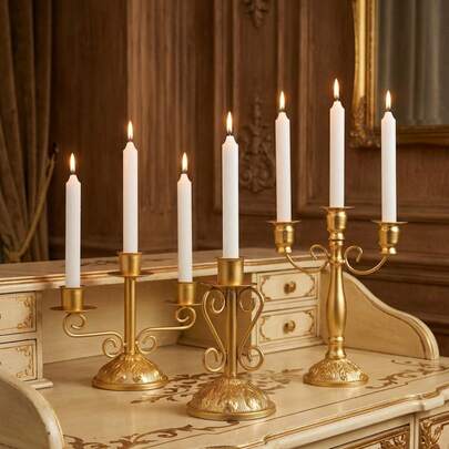 Chân nến kim loại kiểu Châu Âu, Chân nến phong cách cổ điển sang trọng, Phụ kiện trang trí đám cưới, Chân nến trang trí lò sưởi, Đồ trang trí bàn làm việc bằng kim loại sang trọng, Trang trí Giáng sinh, Đồ dùng tiệc Giáng sinh