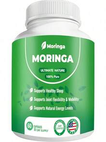 Moringa Capsules – 800mg Pure Moringa Powder Supplement – 60 Capsules For Natural Energy, Immune System, Skin & Gut Health Support, Green Antioxidant Superfood, Essential Vitamins & Amino Acids - 1 - 查看 1