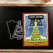 创意圣诞树模具，DIY剪贴簿相册和压花模板，贺卡制作工具，卡片纸切割工艺品，礼品卡制作模板模切。 - 銀色 - 查看 3