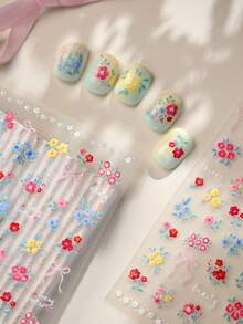 1pc Spring Floral & Butterfly Cute 3D Self-Adhesive Nail Art Sticker DIY Decor Nail Stickers - Multicolor - View 2