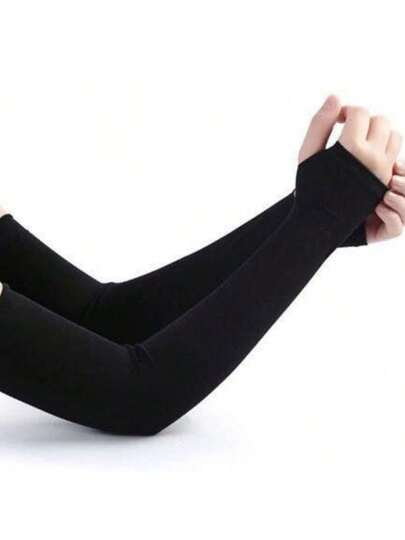 1 Pair Of Sun Protection Cooling Arm Sleeves With Thumb