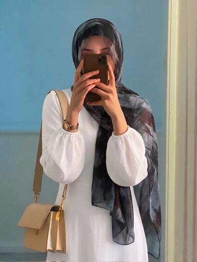 1 szt. Damska, modna chusta na głowę z akwarelowym wzorem tie-dye, bawełniana wiskoza, wygodna, lekka, oddychająca, miękka chusta/szal do ochrony przed słońcem latem, uniwersalna do codziennego noszenia