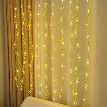 1pc,90LED Willow Decoration Lights ,Simulation Plant Curtain String Lights,Outdoor LED Hanging Lights,8 Mode Twinkle Fairy String Lights,With USB Plug Christmas Decorative Lights,For Garden Patio Wedding Jungle Party Festival Decor Light(Not Including Batteries) - Dây đèn LED - Xem 7