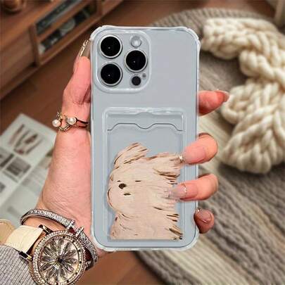 透明卡槽可爱兔子手机壳，兼容 17/16/15/14/13/12/11 Pro Max/X/XS/XR/8/7 Plus，Galaxy S22/23/24/S25/A04/05/06/A07/A17/A14/A15/A16/A24/A25/A34，Note 7/8/9/10/11/12/13/14，9/10/12/13C/14C/A5，MOTO，Honor X，HW，C53/C55，带可插入卡槽，可放置照片、小花、蝴蝶结，多种颜色可选