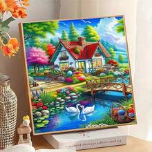 1件装DIY山间小屋风景5D钻石画套装，[30*30厘米/11.8*11.8英寸] [40*40厘米/15.7*15.7英寸]，适合成人初学者，DIY马赛克钻石画，全钻手工爱好，客厅、卧室、办公室墙面装饰，送给家人和朋友的惊喜礼物，无框 - 無框 - 查看 8