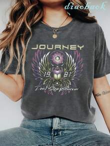 Women's Journey "Don't Stop Believin'" 1981 Graphic T-Shirt | Spring Tops, Oversized Short Sleeve Tee,  Clothes Women, Summer Clothes Women - Màu xám đen - Xem 2