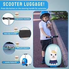 Aafan Ride On Scooter Suitcase With Foldable Design, Smooth Wheels And Spacious Storage - Llama - View 3