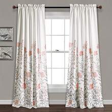 Decor Aprile - Paneles de Cortina de Ventana filtrantes de luz par 52 Pulgadas de Ancho x 84 Pulgadas de Largo Rubor Cortinas Florales Bonito Estampado de Flores Rosadas decoración de - Rubor - Ver 2