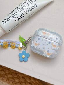 Cute Blue Kitten Style 4/3 Earphone Protective Case, Silicone Soft Cover With Chain Pendant Compatible With Apple Wireless Bluetooth 2 Pro - Baby Blue - View 9