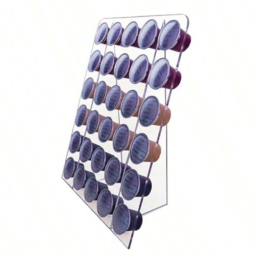 Porta Cápsulas Exhibidor Compatible con Capsulas Café Acrilico 30 Caps - Transparente - Ver 1