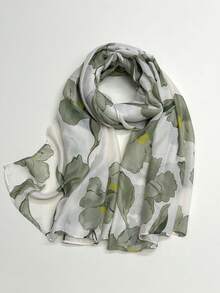 新款波西米亚印花围巾，轻盈透气流苏披肩，优雅女士防晒沙滩旅行围巾 - 薄荷綠 - 查看 2