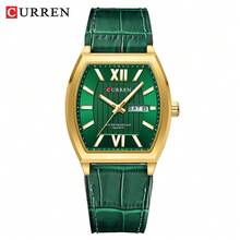 CURREN 男士腕表 顶级奢华军表风格男士腕表 防水真皮表带石英日历腕表 礼品 8478 - 黑色 - 查看 17