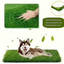 1pc Artificial Grass Dog Pee Pad, Washable Indoor Training Mat, Puppy Replacement Grass Pad, Reusable Realistic Grass Mat - L - View 3