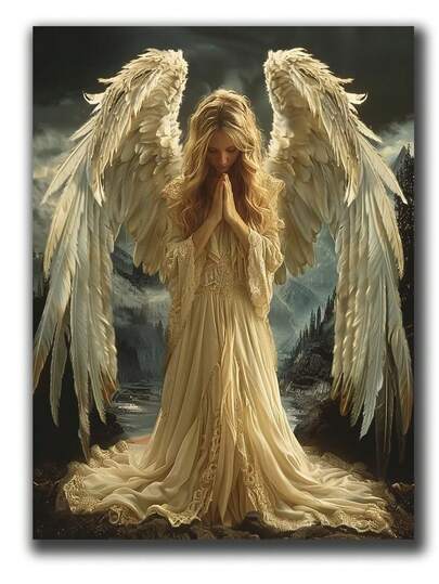 5D Diamond Painting Angel Diamond Art Kits For Adults, Angel Wings Diamond Art Kits, Round Drill Diamond Painting, DIY Full Drill Diamond Dots Gem Art Adulte Craft Kits