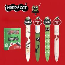 4 bút bi gel xoay hình mèo vui nhộn ST, đầu bi kép 0.5mm, mực đen, khô nhanh, viết trơn tru, bút bỏ túi tiện dụng cho học sinh, văn phòng phẩm. - Nhiều màu - Xem 10