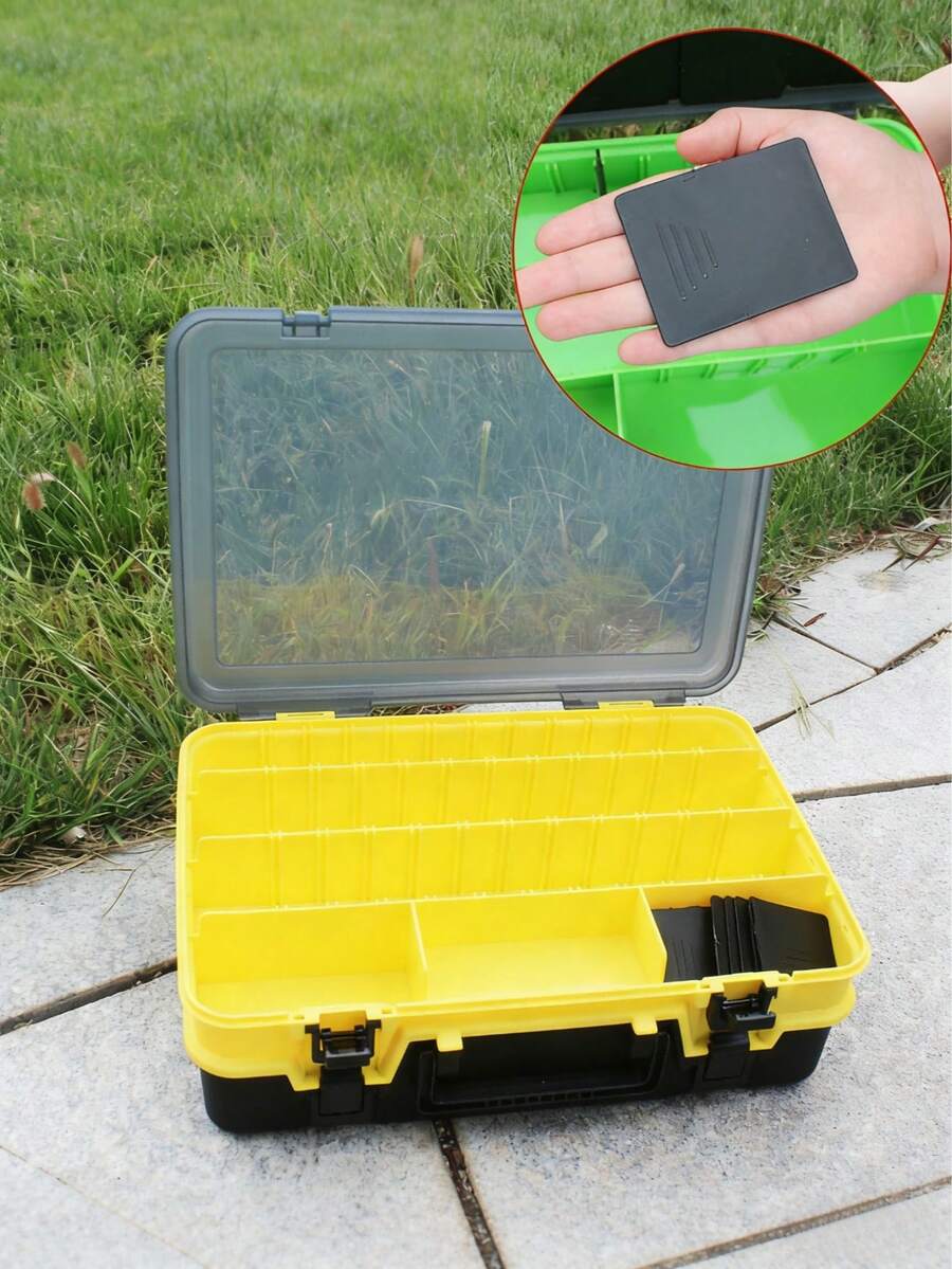 1 Pc Large Fishing Gear Lure Storage Box - Multifunctional Storage Case, Durable Plastic Material, Secure Locking Design, Waterproof And Moisture-Proof, Ideal For Hunting And Fishing Enthusiasts (Color Random) - Random Color - View 1