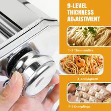 Rigogo Heavy Stainless Steel Pasta Machine, Hand-Operated, 3-In-1 Pasta Maker With 3 Attachments For Spaghetti, Tagliatelle & Lasagne, Robust & Durable For Home Use XH-SDMTQ-UK - Silver - View 5