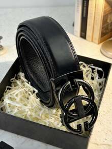 1pc Men's Business Classic Automatic Buckle Belt, Letter Buckle Trouser Belt, Versatile Fashionable Casual Belt, Daily Matching Stylish Belt, Great Gift For Boyfriend - Multicolor - View 6