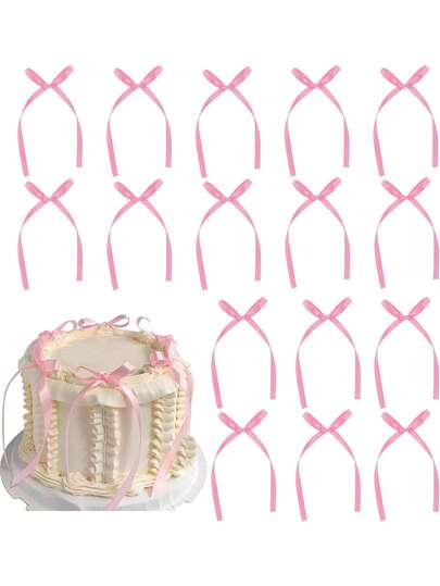 20/10 stuks vintage lintstrikken voor taartdecoratie, feestdecoratie, decoratieve accessoires voor taarten, geschikt voor vrouwen, verjaardagen, bruiloften, kerstfeesten (rood)