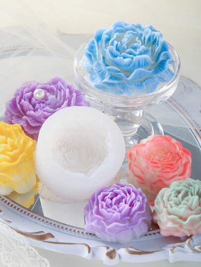 1 pieza/2 piezas Molde de silicona de flor de peonía 3D, molde multiusos DIY hecho a mano para resina, resina epoxi, velas, jabón y decoración del hogar, regalos festivos, decoración del hogar, molde flexible y reutilizable, ideal para molde de bomba de baño