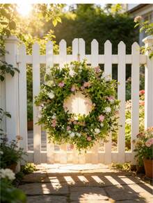 18 Inch Colorful Artificial Flower Wreath, Suitable For Wall, Window, Door Decor, Wedding Decoration, 45cm Seasonal Wreath - Dark Green - View 10