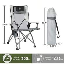 Timber Ridge - Silla Plegable de Camping para Adultos sillas Plegables de Aluminio con Soporte Organizador para Tazas y reposacabezas extraíble Resistente soporta hasta 300 Libras Color Gris - Gris - Ver 3