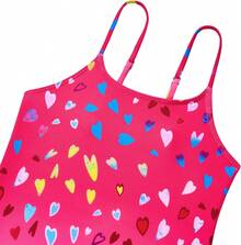 Girls Bathing Suit Size 2-10 Years - Cute Toddler Swimsuit Girl Adjustable One Piece Swimwear For Summer Beach Wear - Colorful Heart - 查看 3
