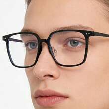 1 Paio di Occhiali con Montatura Quadrata Leggera, Montatura Ampia e Lusinghiera, Occhiali Unisex Semplici con Lenti Trasparenti, Versatili e Minimalisti - nero - Visualizzare 6
