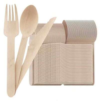 300/150/100/75pcs Set Apricot Wooden Cake Utensils, Salad Spoon & Fork Set, Suitable For Parties, Outdoor Events, Restaurants, Home, Weddings, Kitchen Cutlery