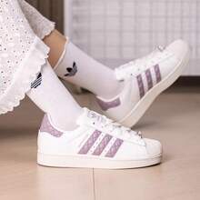 Adidas Giày thể thao nữ Clover SUPERSTAR II W kiểu dáng năng động, thoải mái. - Trắng/Tím - Xem 3