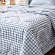 1pc Skin-Friendly Plaid + Floral Quilted Wide-Edge Summer Quilt, Soft & Fine, Moisture-Wicking & Breathable, Minimalist & Fashionable Air Conditioning Quilt - Jianyuexiaoge - View 7