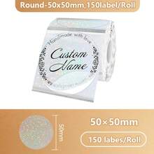 New Holographic Round/Square Labels, Thermal Paper Printed Labels, For Barcodes/Logos/Gift Tags/Thank You Tags/Small Businesses/Home Use - 1PC - View 3