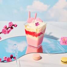 10个5盎司方形透明甜点杯，带盖，欧式烘焙慕斯杯，家用布丁酸奶杯，咖啡馆下午茶水果杯，派对蛋糕杯 - 查看 4