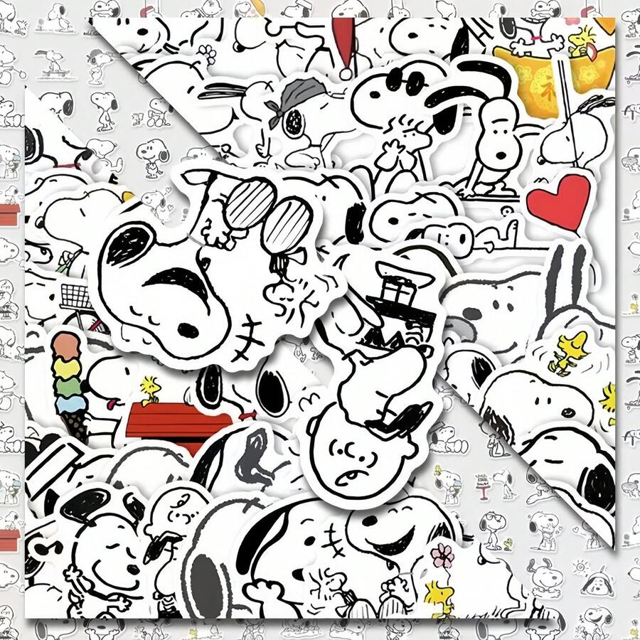 64片史努比卡通小狗童年回忆治愈收藏水杯DIY贴纸，完美男孩女孩贴纸玩具礼物（款式随机） - 彩色 - 查看 1