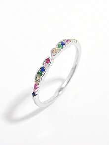 1pc Fashionable, Elegant, Petite & Exquisite Vintage 925 Silver Cubic Zirconia Infinity Symbol Design Ring, Suitable For Women's Party & Gift - Silver - View 3