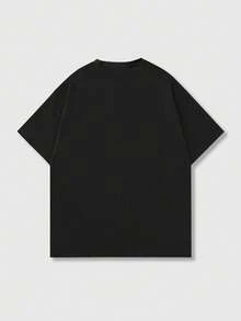 Mens Clothes,Graphic T,Vintage Polo Graphic Tees,Graphic T Shirt,Features The Y2K Style American Streetwear. With The "H-E-L-L-S-T-A-R" Logo On The Top Featuring A Blue-Black Gradient Metallic Font, It Has Sharp Angular Designs, An Artistic Graffiti Casual Vibe. It Is Suitable For Both Men And Women And Can Be Worn For Daily Leisure, Queuing, And During Holidays. - Black - View 2
