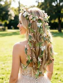 1 chiếc phụ kiện cài tóc vòng hoa tua rua thanh lịch dành cho nữ, vương miện hoa công chúa cho đám cưới, tiệc tùng. - Nhiều màu - Xem 4