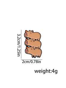 1pc Cute Creative Capybara Brooch Cartoon Personalized Cute Capybara Shape Metal Lady Badge To A Good Friend Gift - Multicolor - View 5