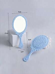 Solid Color Minimalist Handheld Mirror, Featuring Elegant Floral Pattern, Ideal Gift For Mom, Bride, Daughter, Suitable For Christmas, Wedding, Mother's Day, New Year, Friendly Gift For Women, Applicable For Dating, Party, Classroom, Indoor And Outdoor Scenarios - Multicolor - View 4