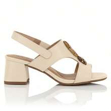 Modare Women's Casual Sandal With Low Block Heel, Thick, Ultra-Comfortable, Rhinestone-Embellished, Comfortable, Original - 奶油 - 查看 2