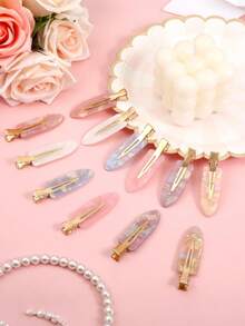 8个醋酸纤维防弯曲发夹 时尚防滑造型发夹 女士发饰 - 彩色 - 查看 4