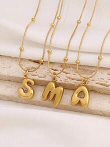 1pc Stainless Steel 3D Bubble Stereoscopic Letter Charm Necklace For Women Initial Capital Alphabet Pendant Necklace Jewelry Gifts - necklace - View 5