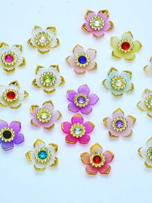 50颗25毫米金边水钻花朵贴花，可用于DIY珠宝、鞋子、服装、包包、礼品等。 - 混色 - 查看 4