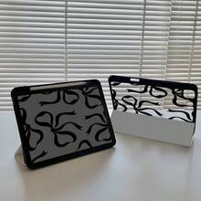 Cute Black Bowknot Acrylic Shock-Absorbing Cartoon Anime Pattern Double-Sided Transparent Crystal Back Cover For IPad 7th 8th 10th Generation (10.2 Inch) Built-In Pen Slot Support Sleep/Wake Function Ideal Birthday Gift Choice - Multicolor - View 5